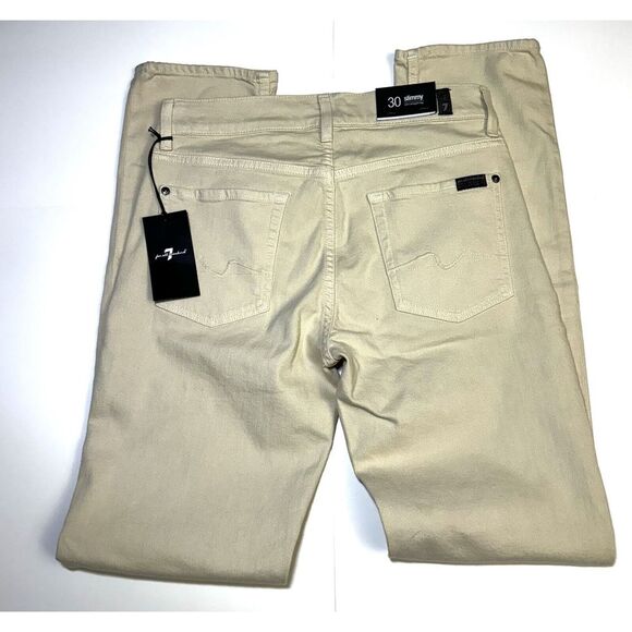 7 For All Mankind Jeans Men's 30 30X33 Slimmy Slim Straight Leg Beige - Picture 5 of 9